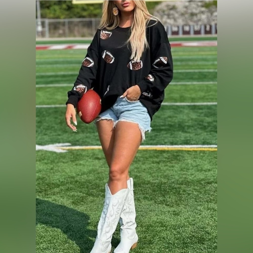 Sequin Football Sweatshirt